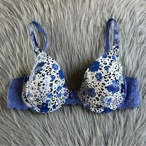 Sweet Nothings By Maidenform‎ Lightly Lined Bra Womens Size 34B Blue Floral